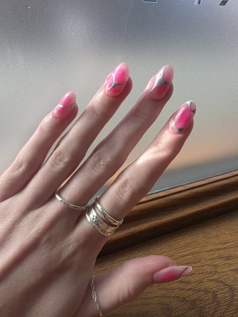 Pink glazed almond nail set