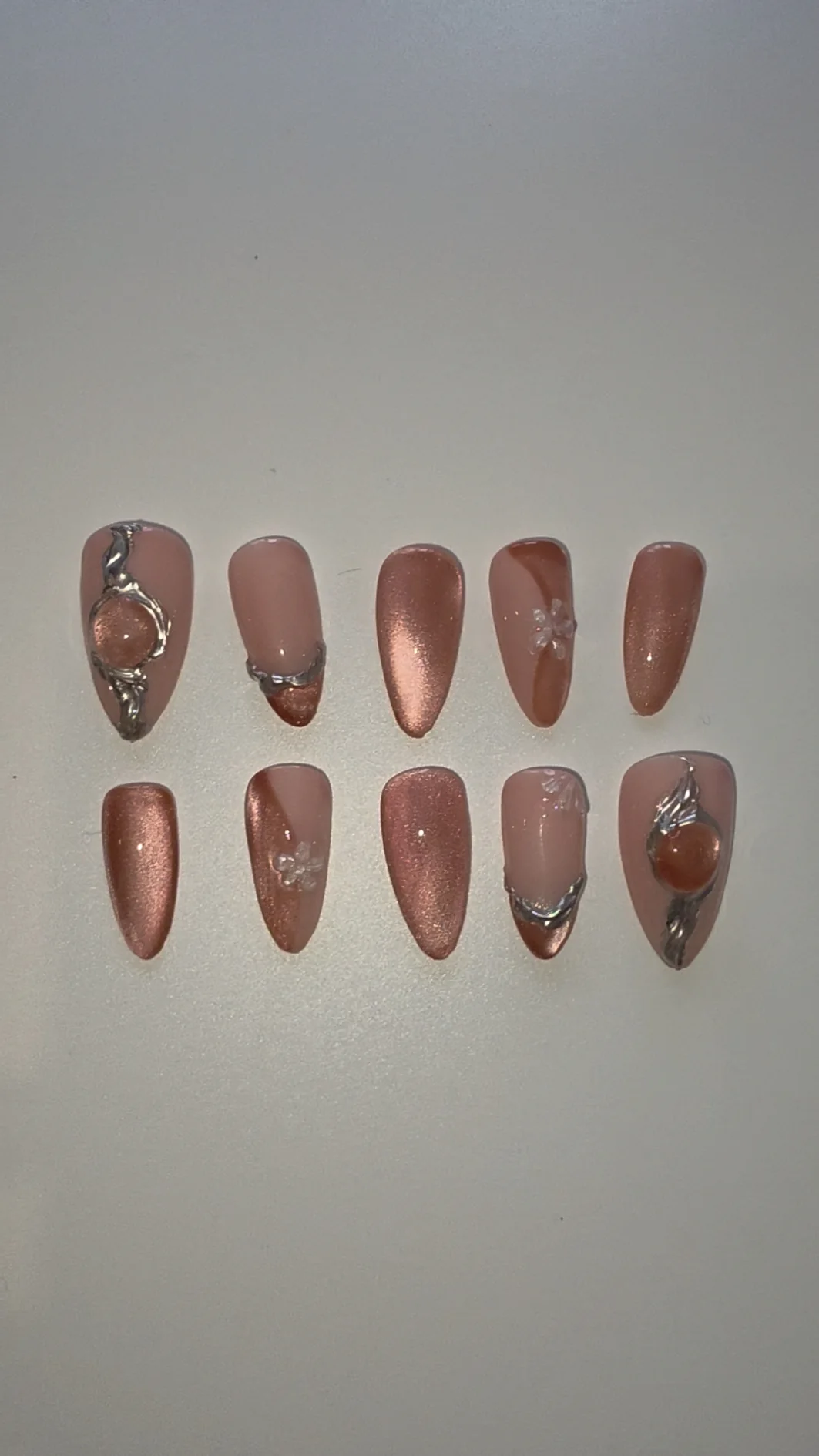 Rose gold handmade press-on nail set