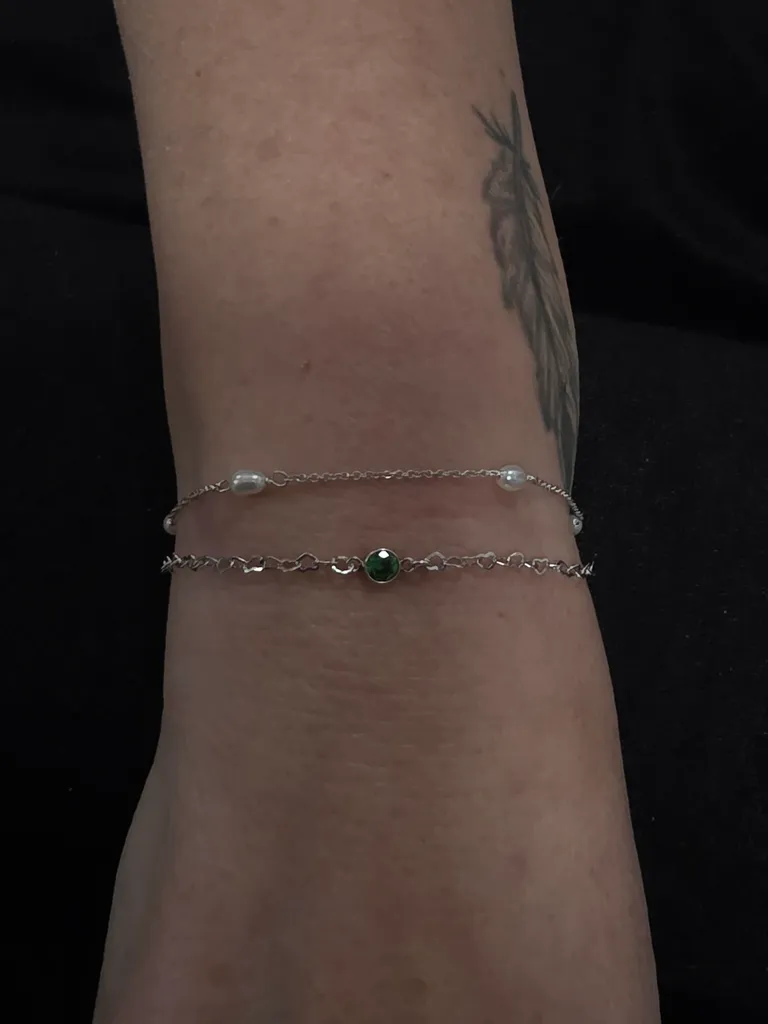 Pearl and heart permanent bracelets